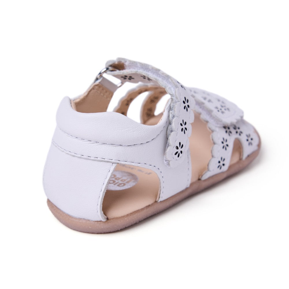 GIOSEPPO - Sandálias Kabati de Couro Floral Branco