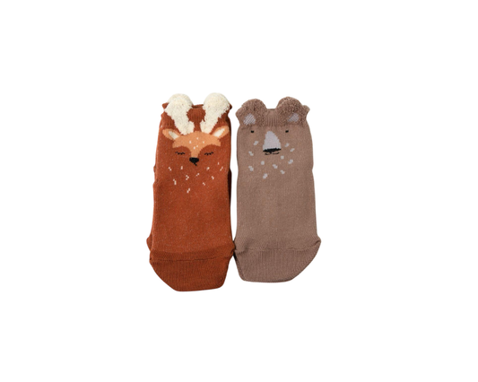 Meias antiderrapantes Veado + Urso