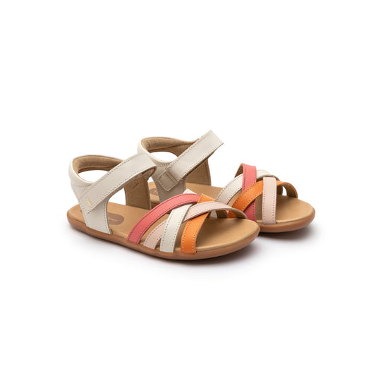 TIP TOEY JOEY - Sandália Criss Cross Tapioca Tangerine Coral matte